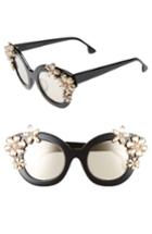 Women's Alice + Olivia Madison Floral 46mm Gradient Lens Embellished Sunglasses -