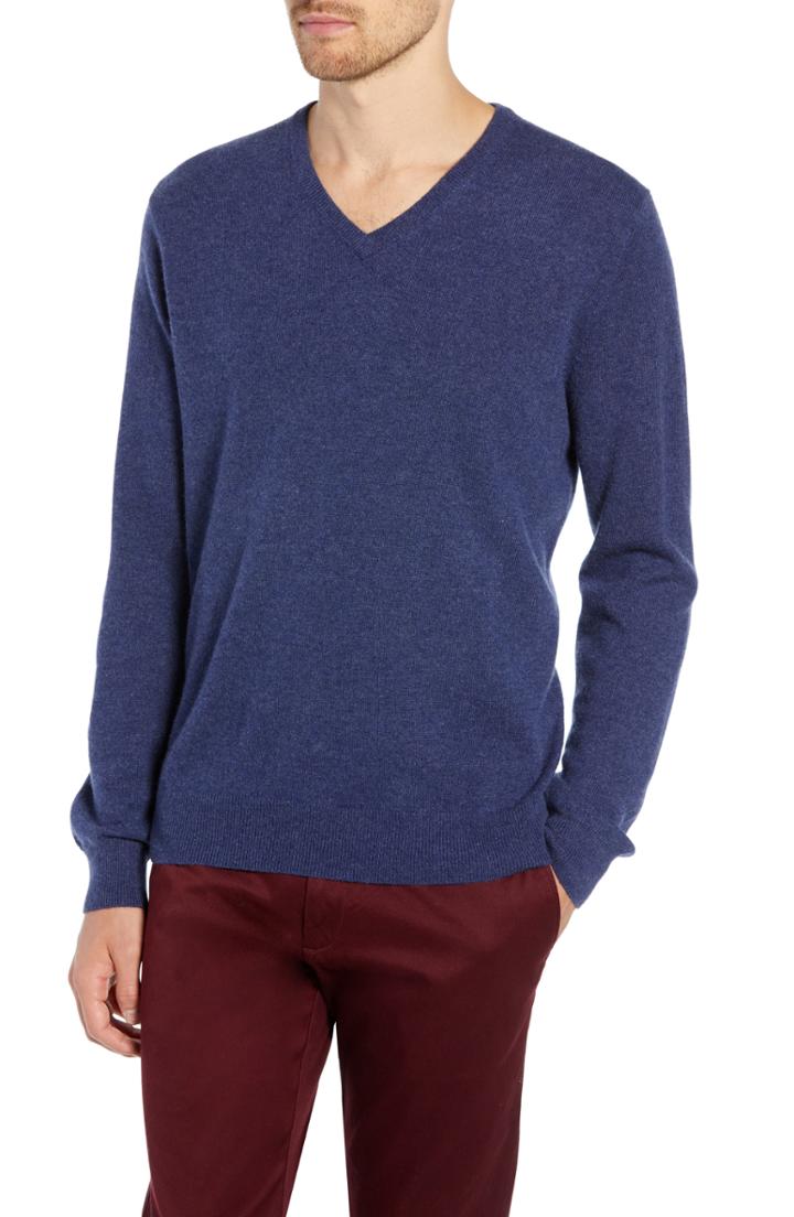 Men's J.crew Everyday Cashmere Regular Fit V-neck Sweater - Grey