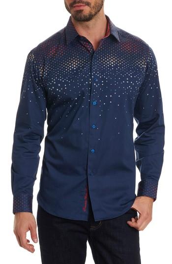 Men's Robert Graham Alec Classic Fit Print Sport Shirt - Blue