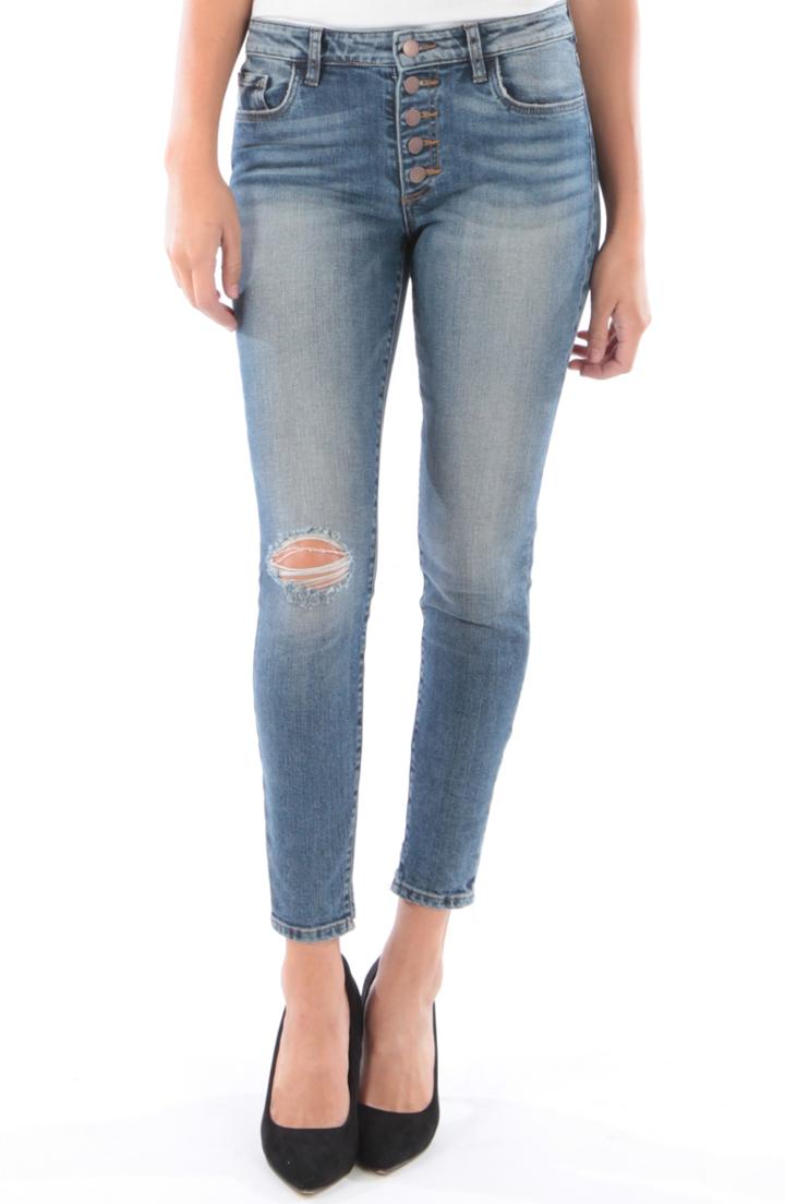 Women's Kut From The Kloth Donna Ripped High Waist Ankle Skinny Jeans - Blue