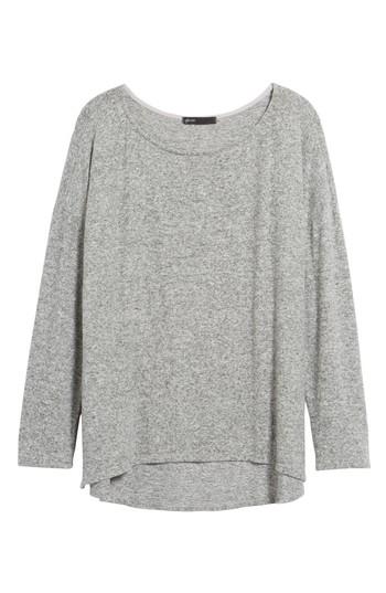 Women's Gibson Cozy Fleece Ballet Neck High/low Pullover, Size - Grey