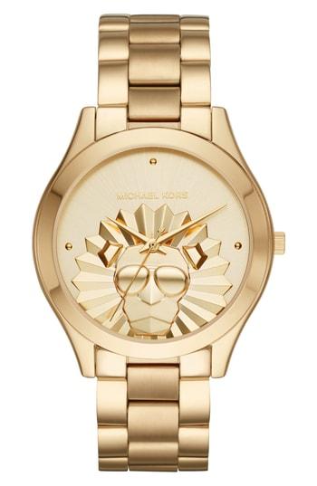 Women's Michael Kors Slim Runway Lion Bracelet Watch, 42mm