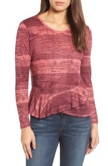 Women's Lucky Brand Printed Ruffle Top - Burgundy