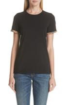 Women's Burberry Kabini Check Cuff Stretch Cotton Tee - White