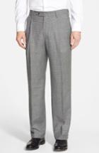 Men's Berle Pleated Houndstooth Wool Trousers X Unhemmed - Grey