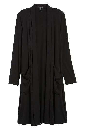 Women's Eileen Fisher Long Jersey Cardigan, Size - Black