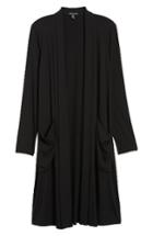 Women's Eileen Fisher Long Jersey Cardigan, Size - Black