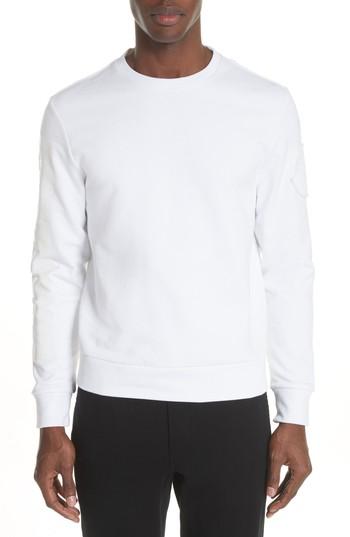 Men's Moncler Logo Sleeve Sweatshirt - White