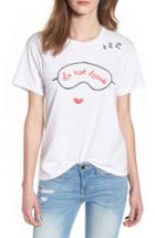 Women's Currently In Love Sleeping Embroidered Tee - White