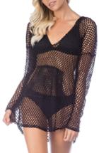 Women's Green Dragon Nice Catch Fishnet Cover-up - Black