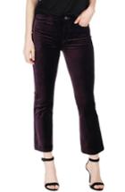 Women's Paige Colette High Waist Crop Flare Velvet Pants - Red