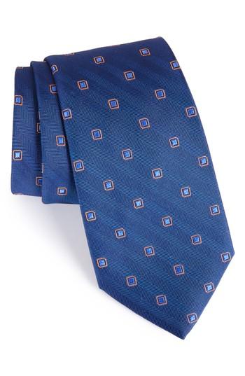 Men's Nordstrom Men's Shop Open Ground Silk Tie, Size - Blue