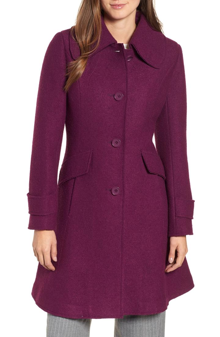 Women's Halogen Boiled Wool Blend Fit & Flare Coat