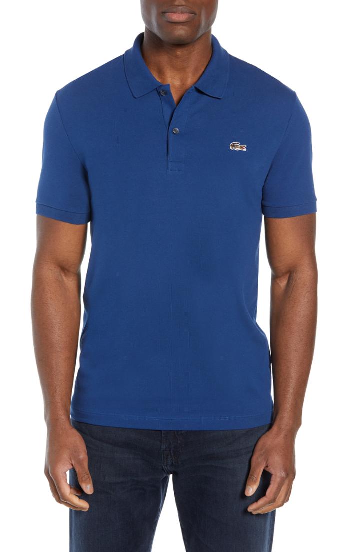 Men's Lacoste Slim Fit Stretch Mini Pique Polo (m) - Blue