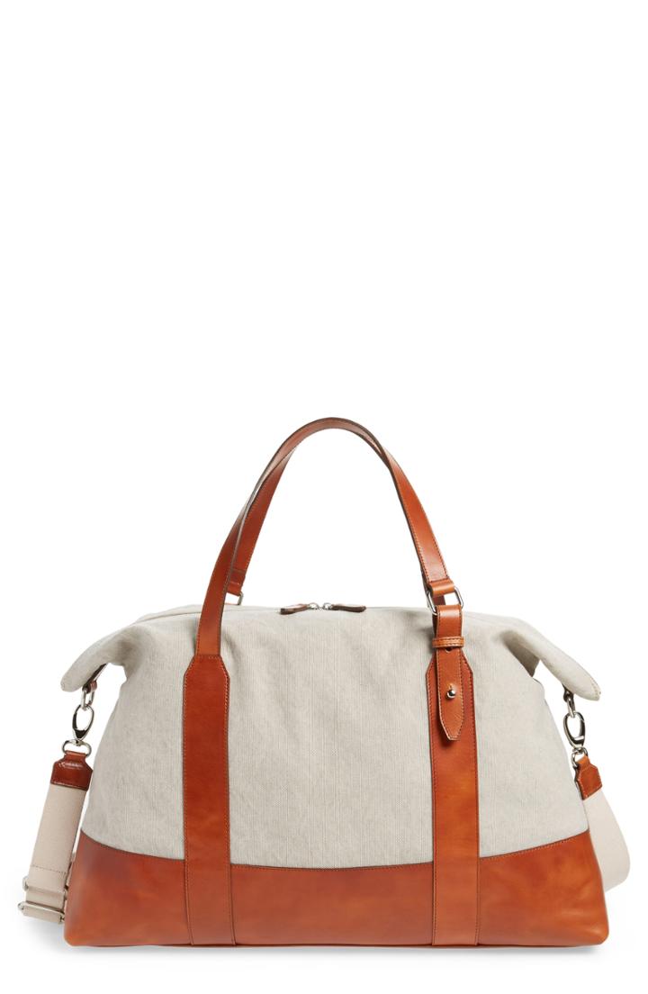 Men's Eleventy Canvas & Leather Bag - Brown