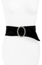 Women's Nordstrom Velvet Belt With Imitation Pearl & Crystal Buckle /small - Black