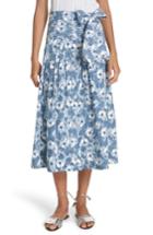 Women's Veronica Beard Caralina Floral Print Midi Skirt - Blue