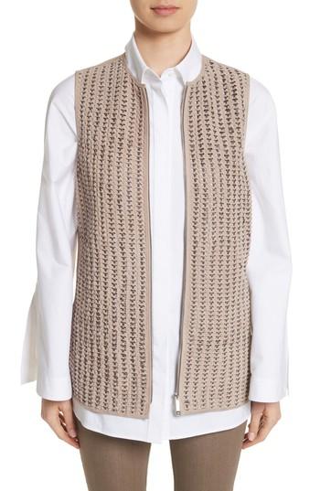 Women's Lafayette 148 New York Laritza Braided Leather Vest - Beige