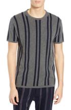 Men's Scotch & Soda Stripe Wool & Cashmere T-shirt - Grey