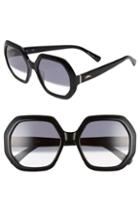 Women's Longchamp Heritage 55mm Gradient Lens Geometric Sunglasses - Black