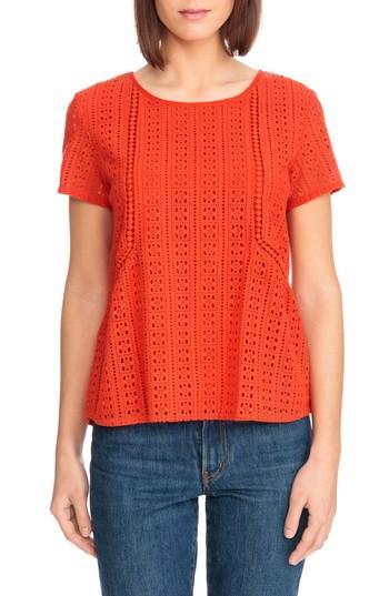 Women's Sezane Clo Crochet Blouse Us / 34 Fr - Red
