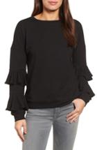 Women's Halogen Ruffle Sleeve Sweatshirt - Black