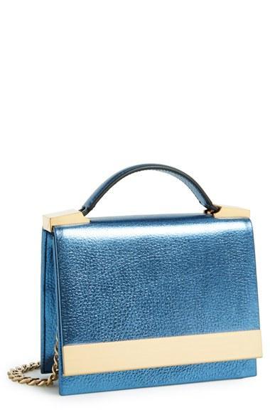 B Brian Atwood 'ava' Metallic Leather Top Handle Convertible