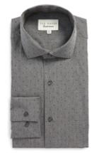 Men's Ted Baker London Endurance Tidies Trim Fit Print Dress Shirt 32/33 - Black