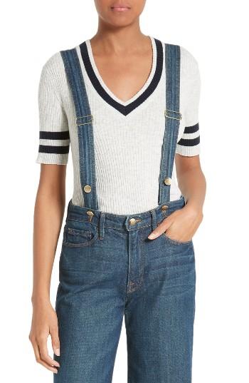 Women's Frame Cotton & Wool V-neck Sweater - Black