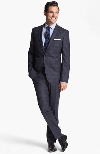 Boss Hugo Boss 'hedge/gense' Trim Fit Plaid Suit Navy