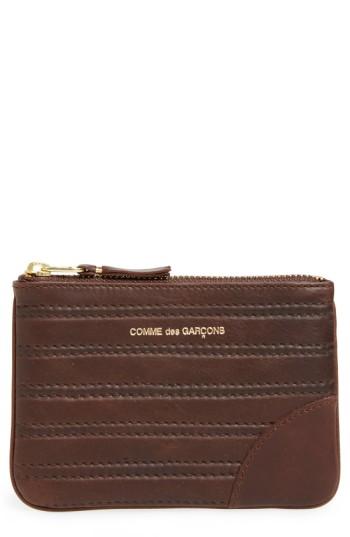 Men's Comme Des Garcons Embossed Leather Top Zip Pouch Wallet -