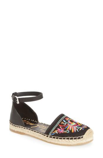 Women's Sam Edelman Jemmie Peacock Embroidered Espadrille .5 M - Black