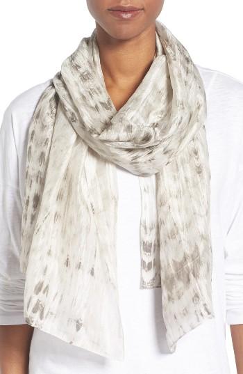 Women's Eileen Fisher Silk Shibori Scarf, Size - Beige