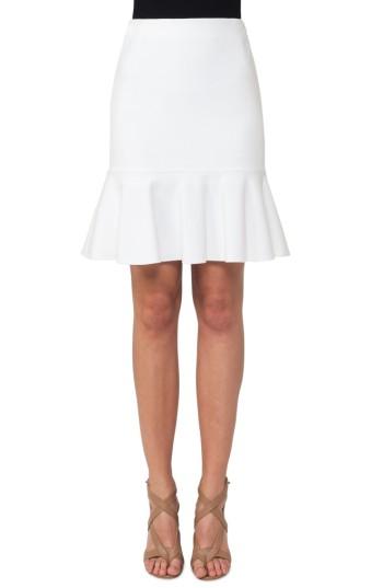 Women's Akris Punto Jersey Flounce Hem Skirt - White