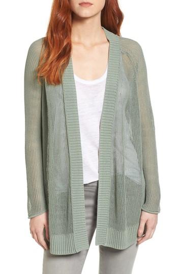 Women's Caslon Open Cotton Blend Cardigan - Green