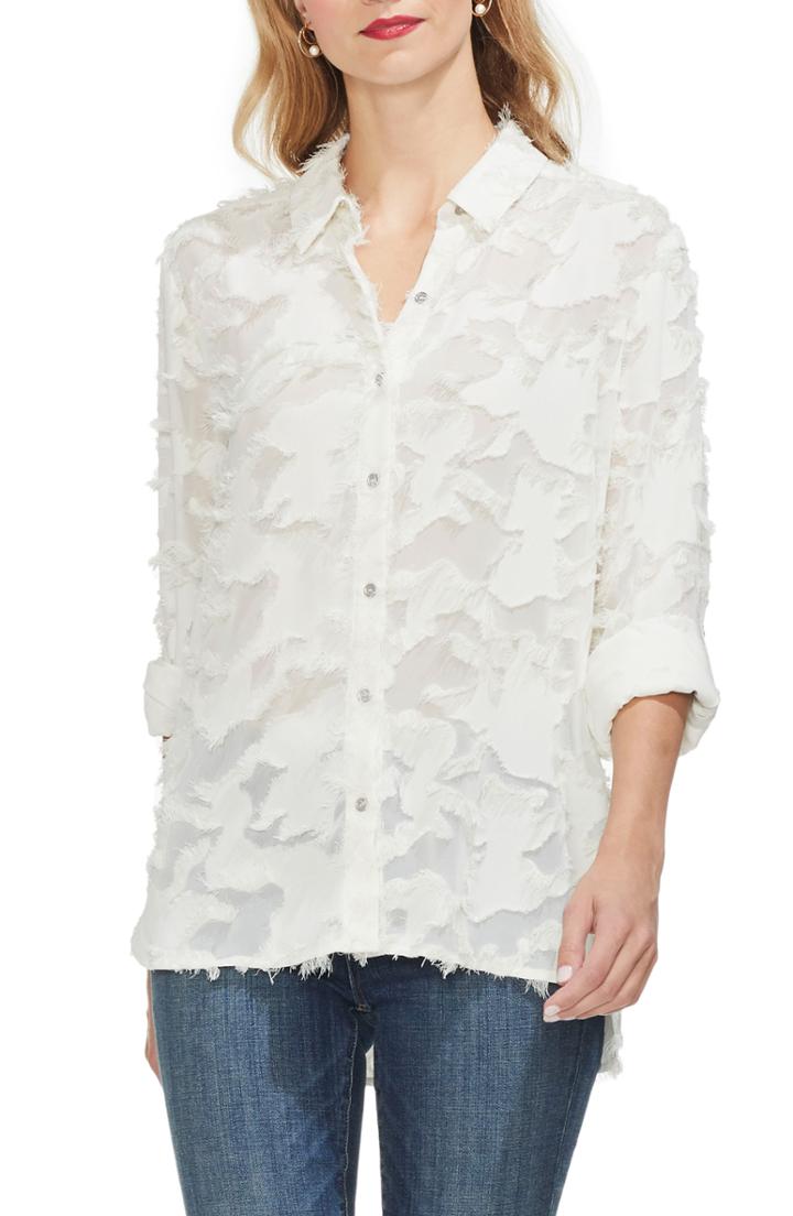 Women's Vince Camuto Fringe Camo Shirt, Size - Ivory