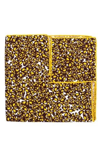 Men's Hook + Albert Bright Floral Silk Pocket Square, Size - Yellow