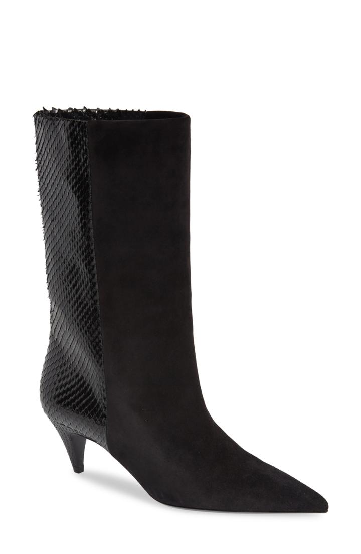 Women's Saint Laurent Genuine Python & Suede Bootie Us / 39eu - Black