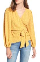 Women's Hinge Floral Spot Wrap Top, Size - Yellow