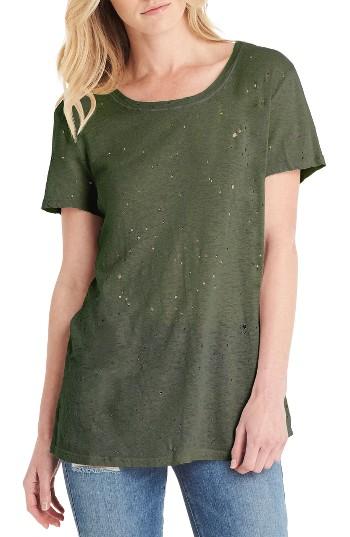 Women's Michael Stars Distressed Hemp & Cotton Tee, Size - Green