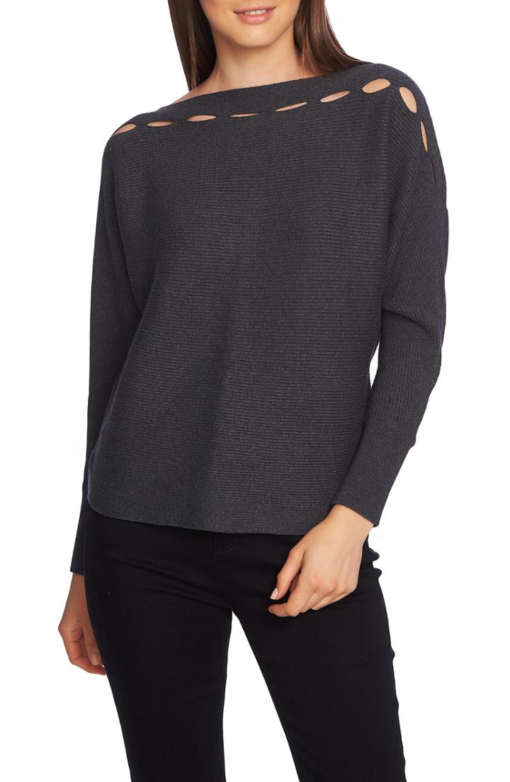 Women's 1.state Boat Neck Slit Yoke Sweater, Size - Grey