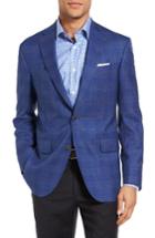 Men's David Donahue Connor Classic Fit Plaid Wool Sport Coat L - Blue