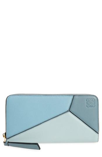Women's Loewe Puzzle Leather Zip Around Wallet - Brown