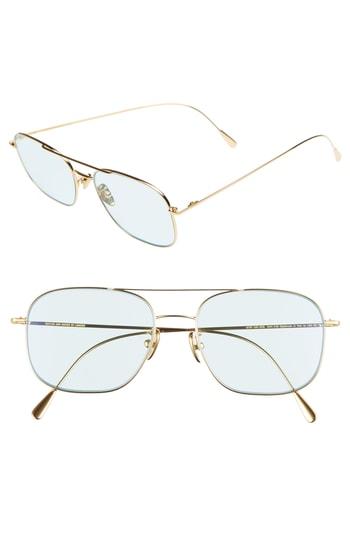 Men's Cutler And Gross 54mm Polarized Navigator Sunglasses - Gold/ Light Blue