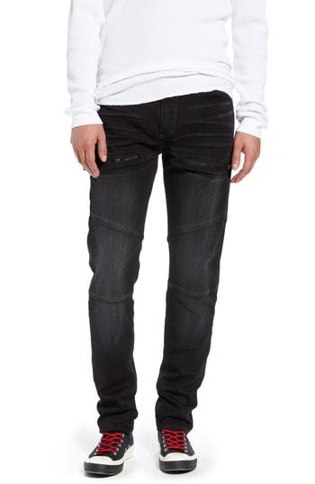 Men's True Religion Brand Jeans Rocco Skinny Fit Moto Jeans - Black