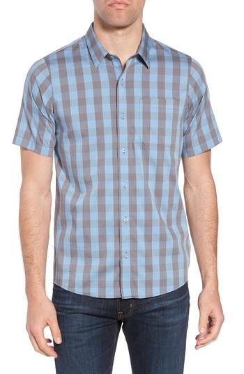 Men's Travis Mathew Hunter Check Performance Sport Shirt - Blue