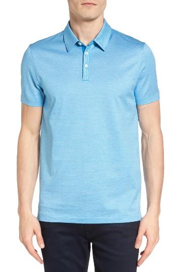 Men's Boss Place 17 Slim Fit Stripe Polo, Size - Blue