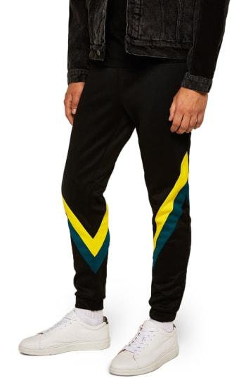 Men's Topman Splice Classic Fit Joggers - Black