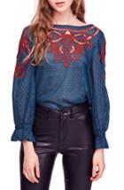 Women's Free People Everything I Know Cotton Peasant Blouse - Blue