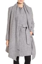 Women's Cole Haan Signature Belted Scarf Front Coat - Grey